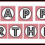 Free Printable "happy Birthday" Banner / Red, Black & White   Free Printable Happy Birthday Banner