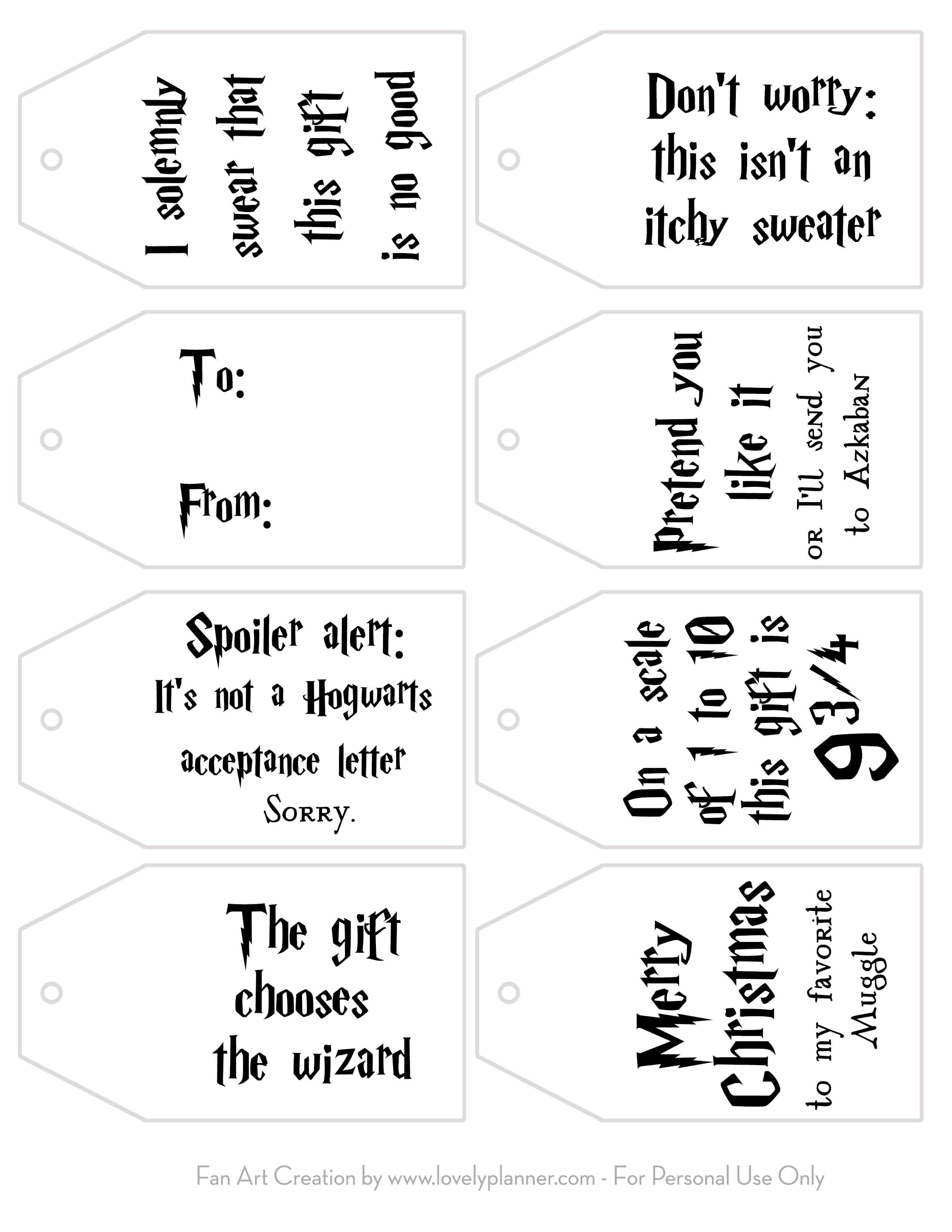 Free Printable Harry Potter Christmas Gift Tags - Lovely Planner - Free Printable Favor Tags