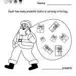 Free Printable Holiday Worksheets | Kindergarten Santa Counting   Christmas Fun Worksheets Printable Free
