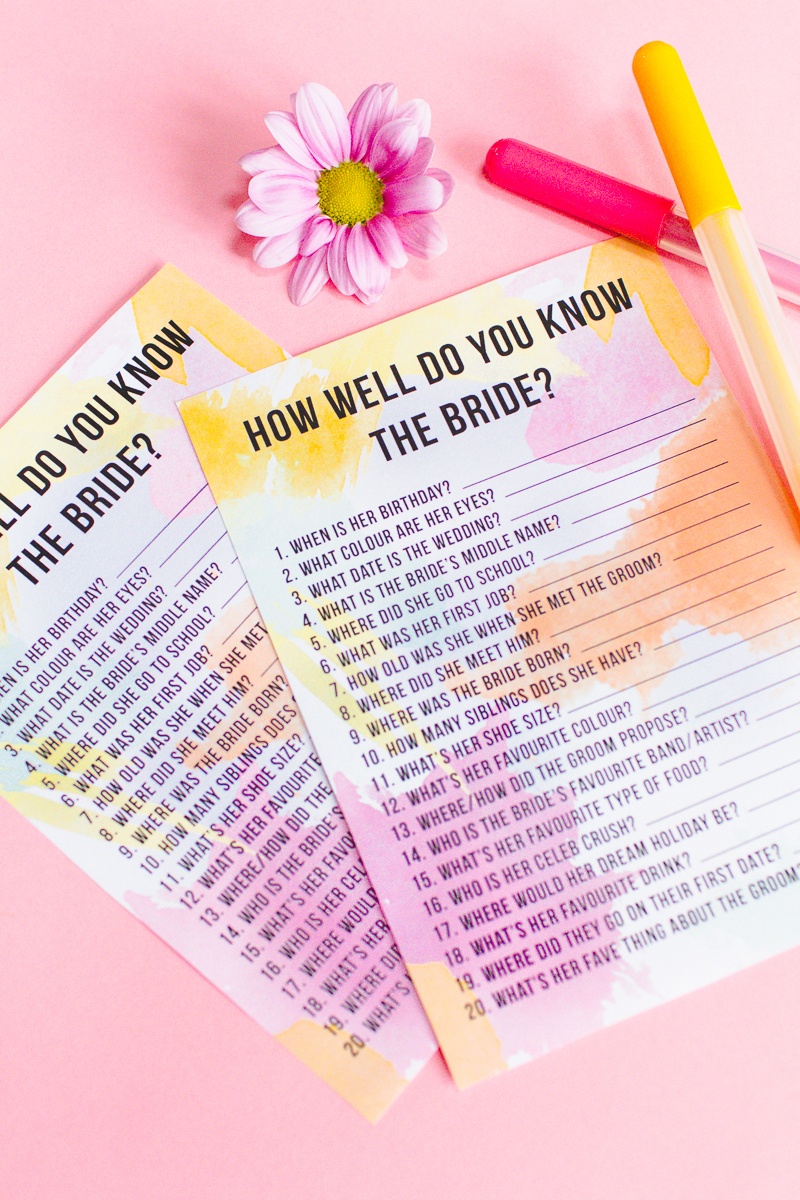 Free Printable &amp;#039;how Well Do You Know The Bride?&amp;#039; Hen Party &amp;amp; Bridal - Free Printable Bachelorette Party Games
