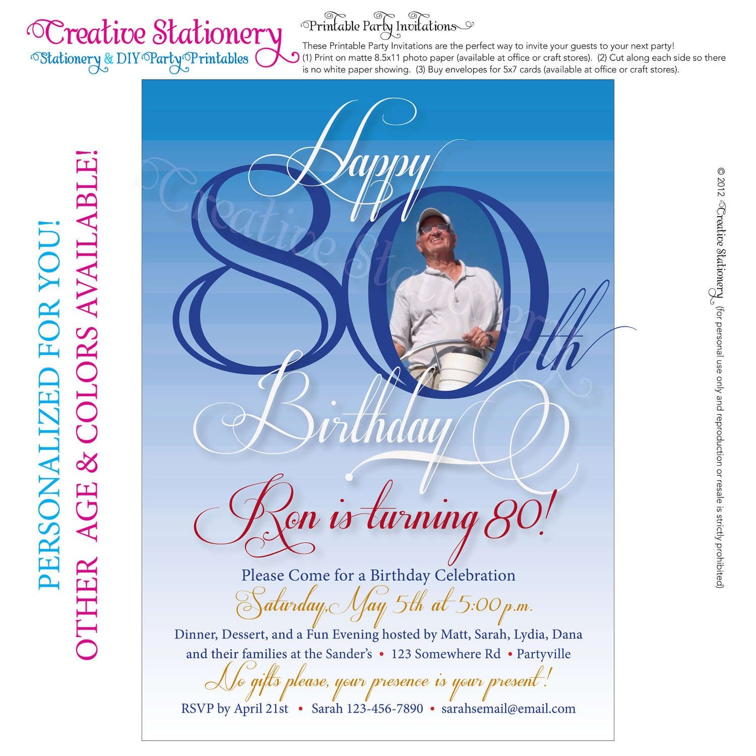 Free Printable Invitations For 80Th Birthday Party | Party In 2019 - Printable Invitations Free No Download