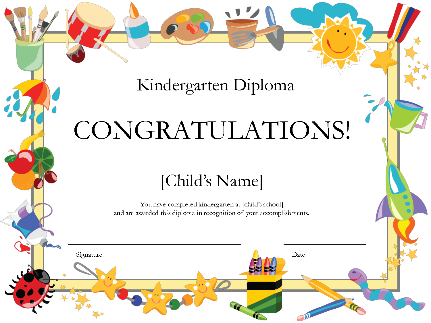 Free Printable Kindergarten Diplomaprintshowergames 0Megipu4 - Free Printable School Certificates Templates