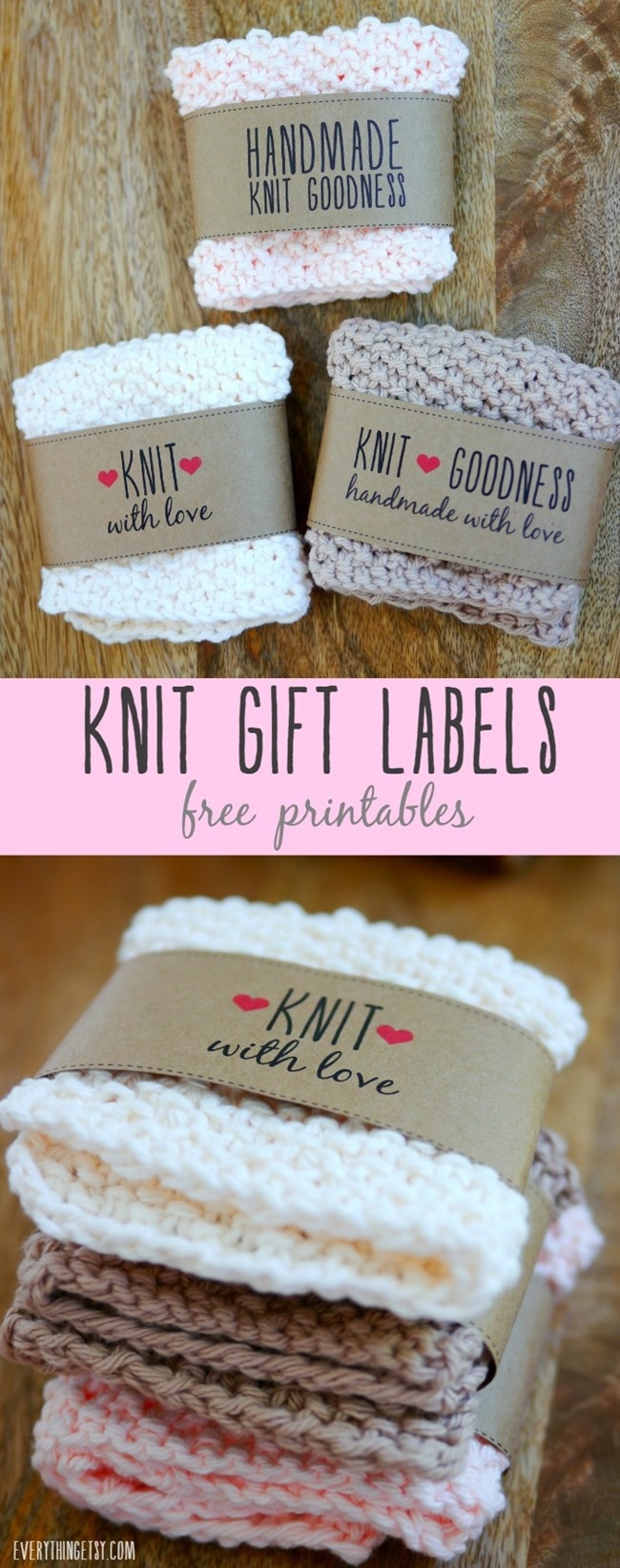 Free Printable Knit Gift Labels - Everythingetsy - Free Printable Dishcloth Wrappers