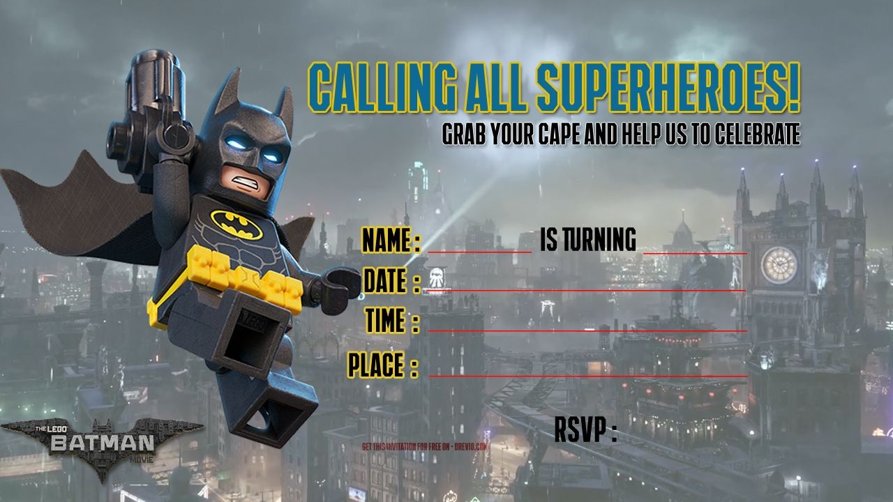 Free Printable Lego Batman The Movie Invitation | Free Printable - Lego Batman Invitations Free Printable