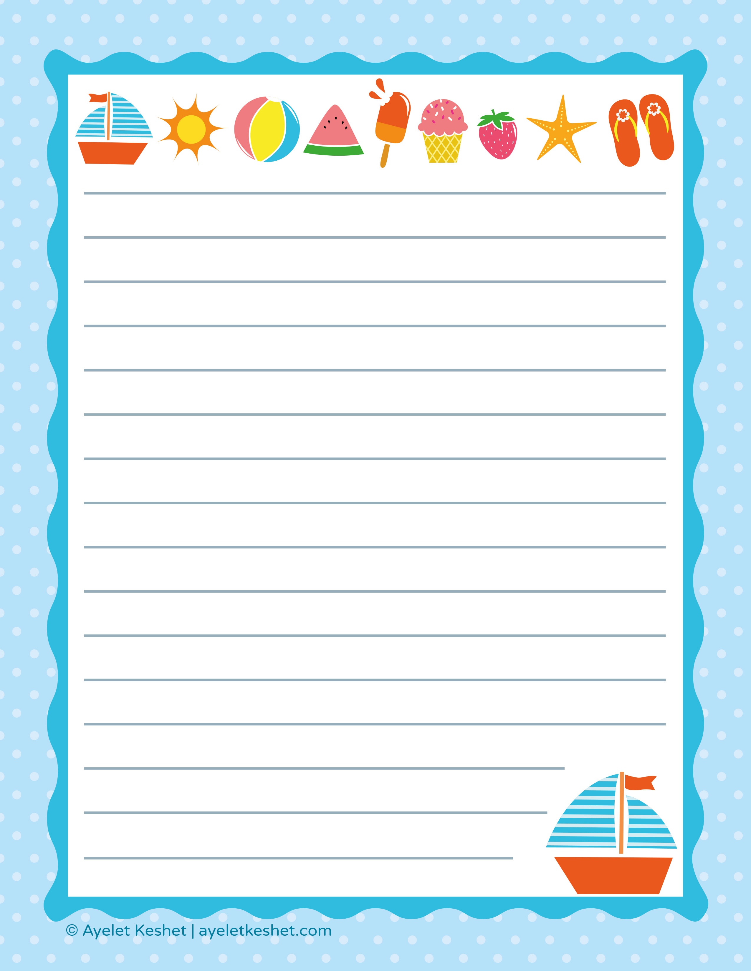 Free Printable Letter Paper - Ayelet Keshet - Free Printable Stationery