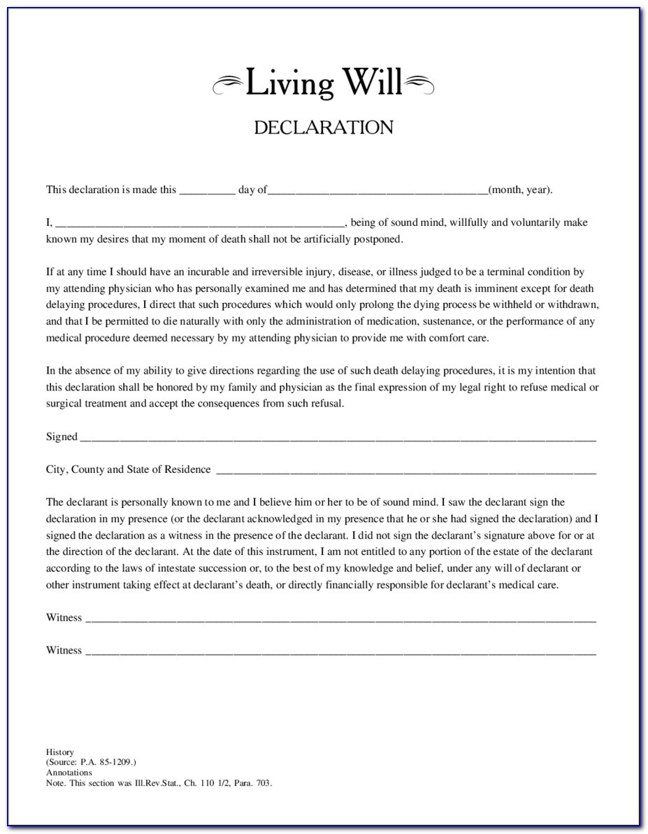 Free Printable Living Will Forms Illinois - Form : Resume Examples - Living Will Forms Free Printable