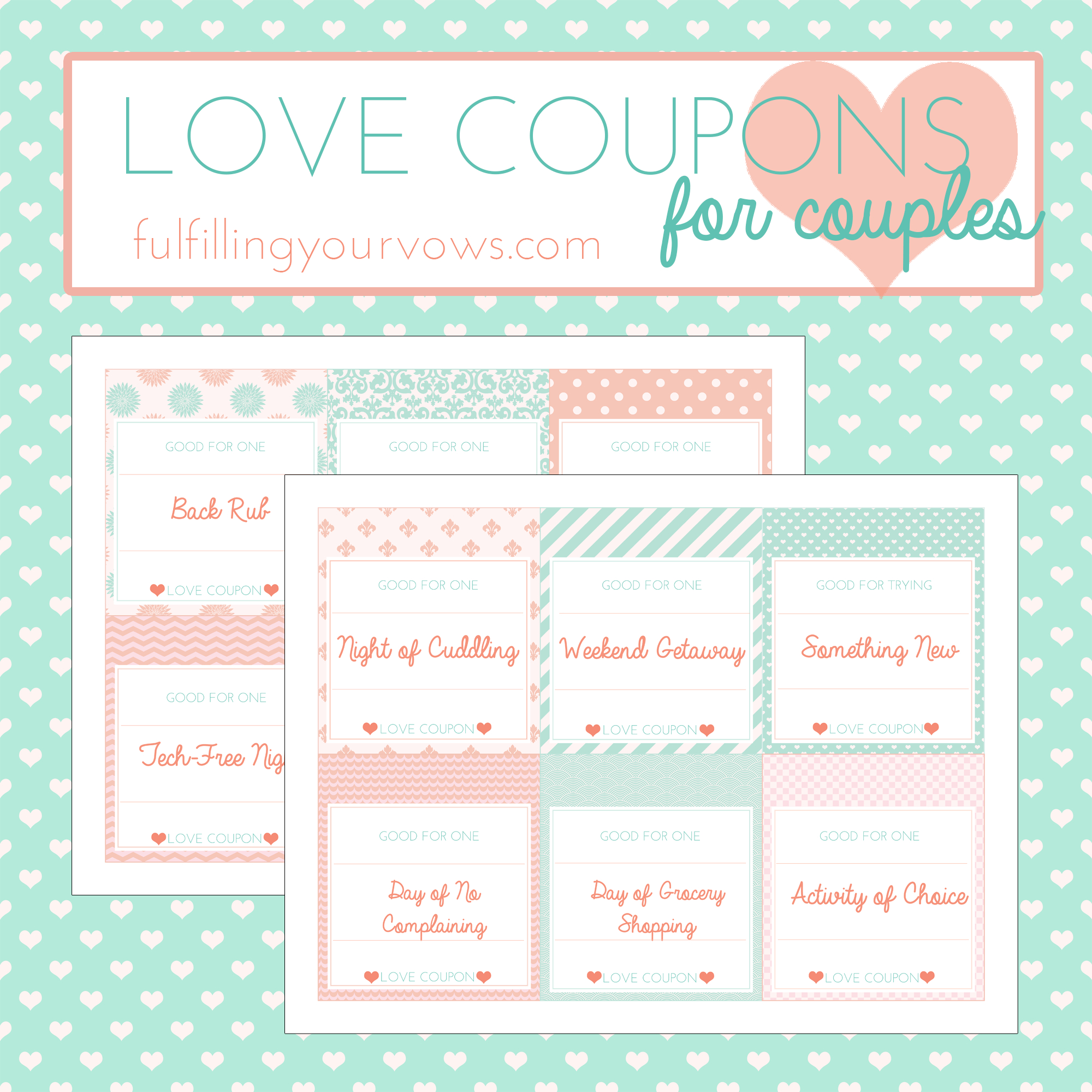 Free Printable Love Coupons For Couples - Fulfilling Your Vows - Free Printable Love Coupons For Wife