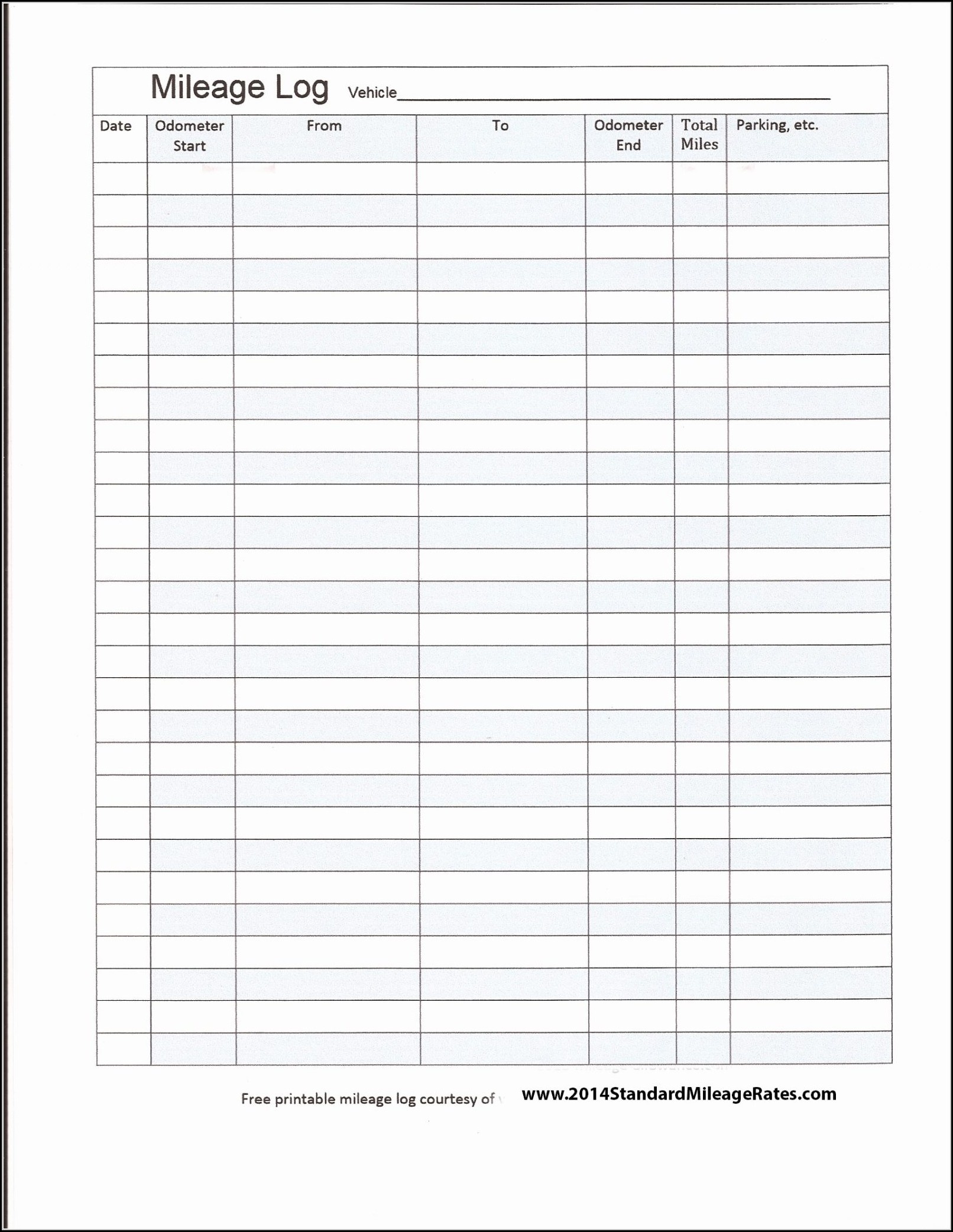 Free Printable Mileage Log Spreadsheet For IRS