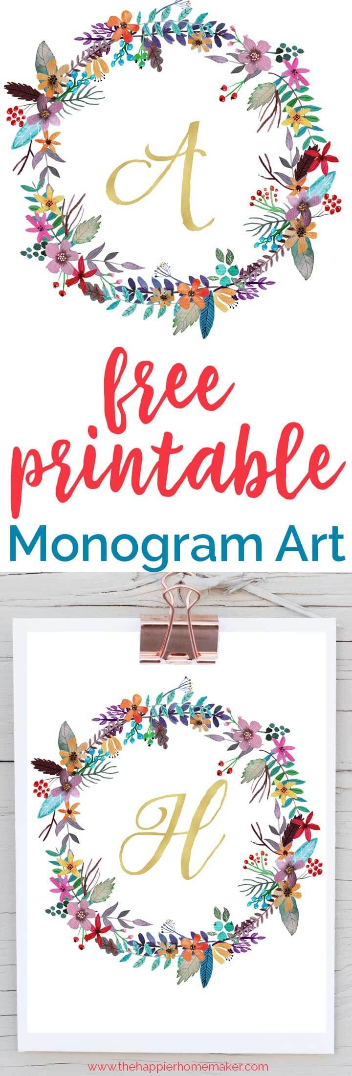 Free Printable Monogram Art | The Happier Homemaker - Free Printable Monogram Letters