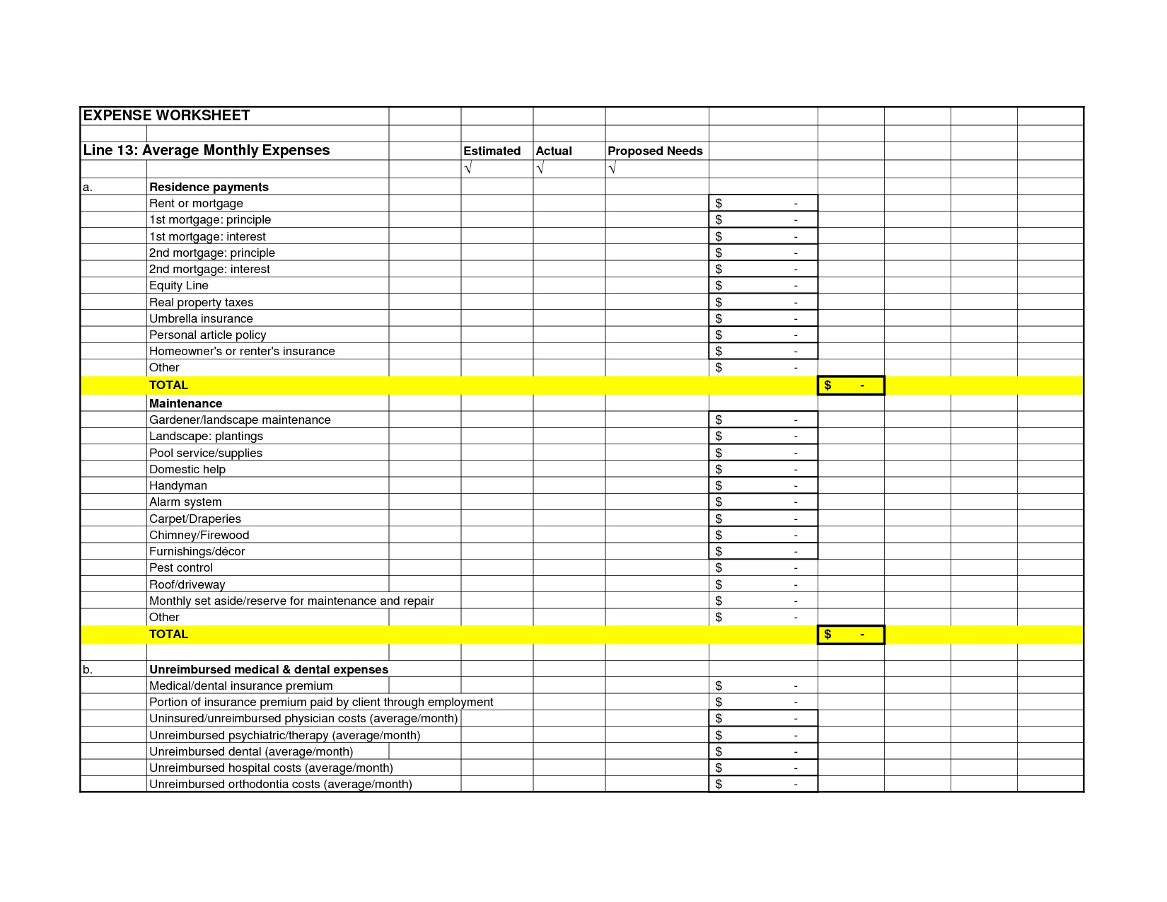 Free Printable Monthly Business Expense Sheet | Shop Fresh - Free Printable Monthly Expense Sheet