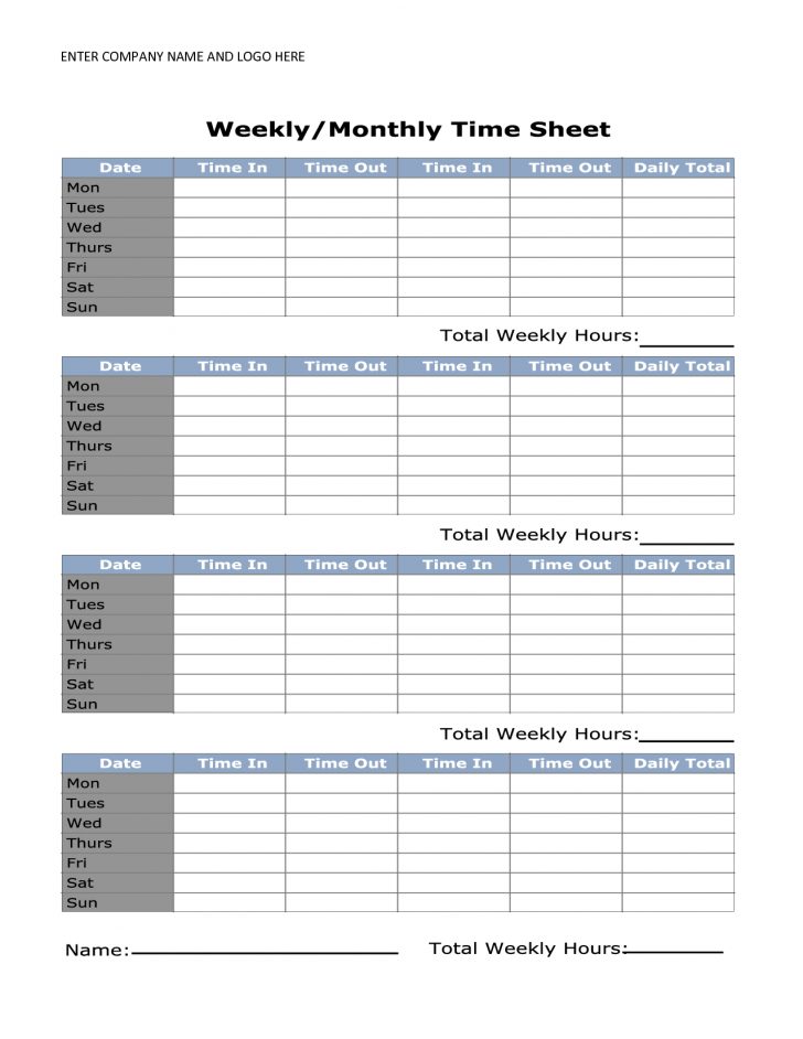 Free Printable Time Sheets