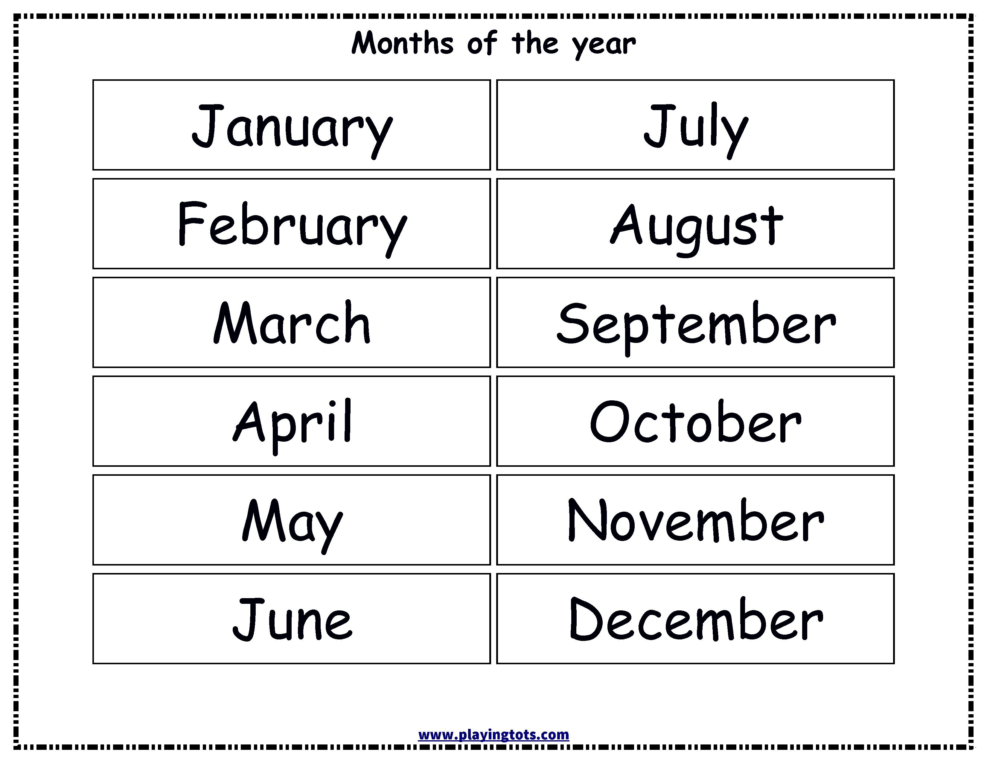 Months Of The Year Free Printables