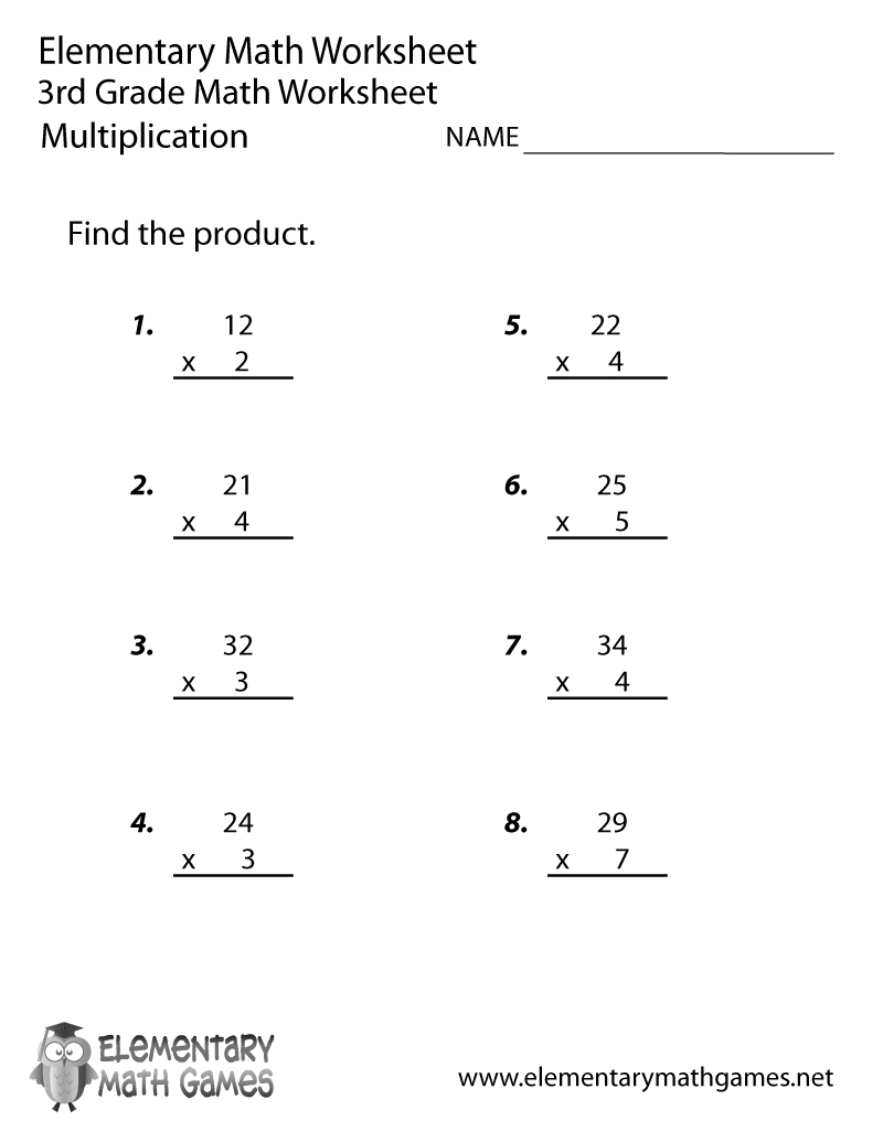 Free Printable Multiplication Worksheet For Third Grade - Free Printable Math Worksheets For 3Rd Grade