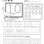 Free Printable Number Ten Worksheet For Kindergarten   Free Printable Number Worksheets