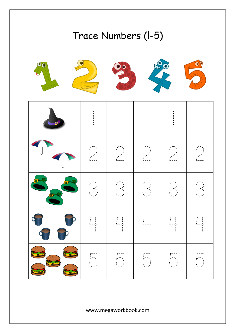 Free Printable Number Tracing And Writing (1-10) Worksheets - Number - Free Printable Numbers 1 10