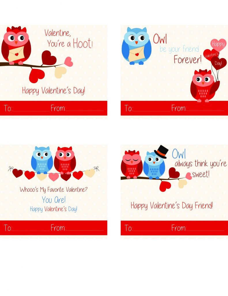 Free Printable Owl Valentine Cards | California Unpublished - Free Printable Owl Valentine Cards