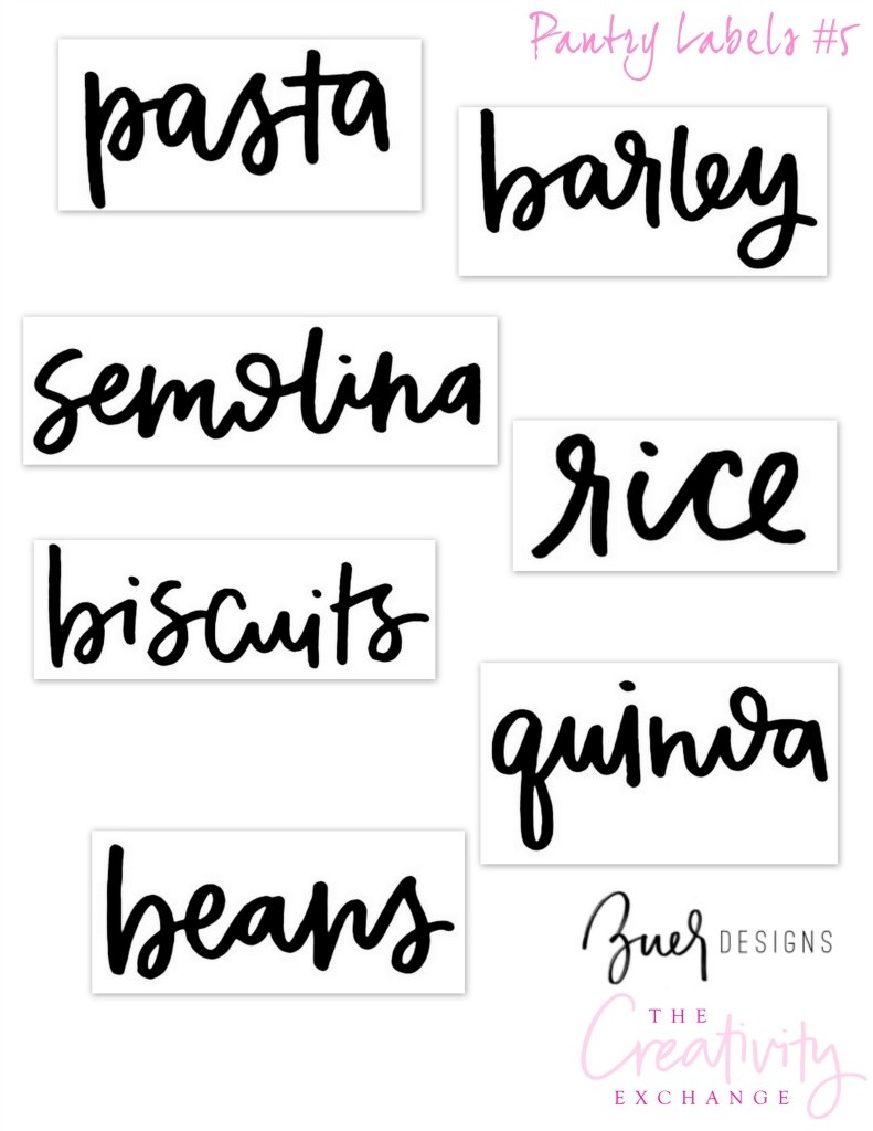 Free Printable Pantry Labels: Hand Lettered - Free Printable Pantry Labels