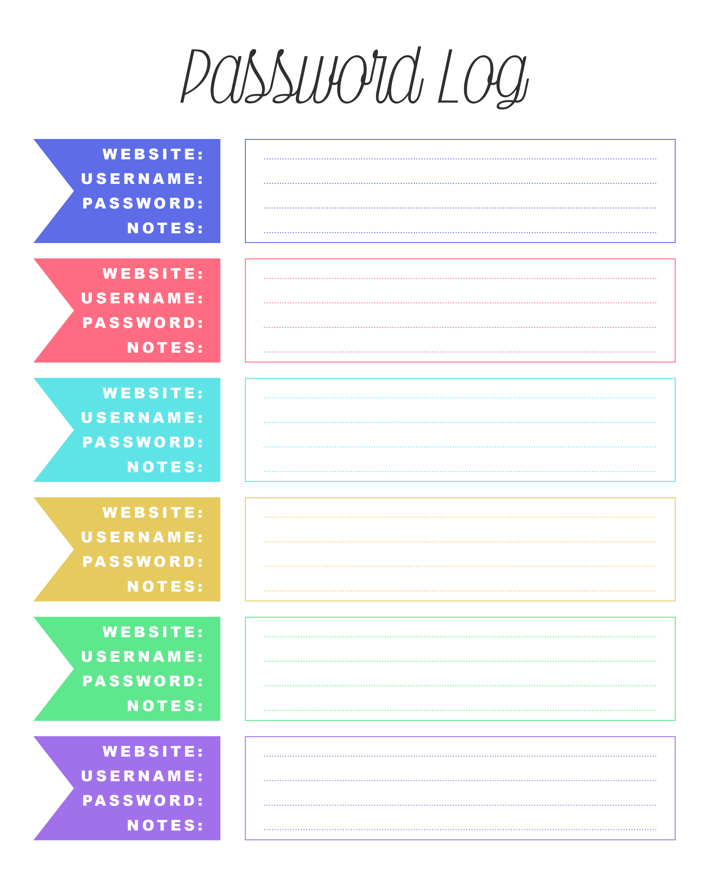 Free Printable Password Log In | Organized :) | Password Printable - Free Printable Password Log