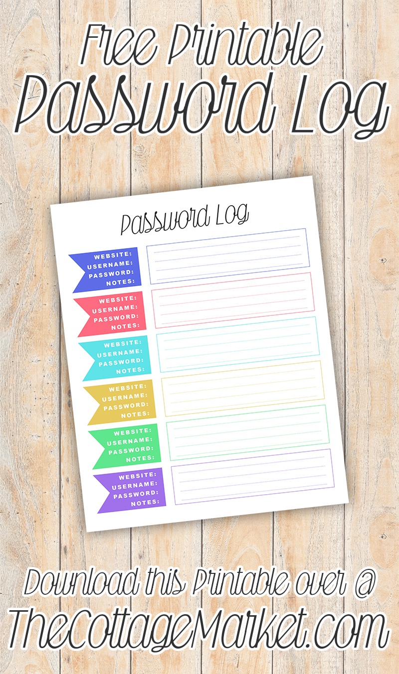 Free Printable Password Log In - The Cottage Market - Free Printable Password Log