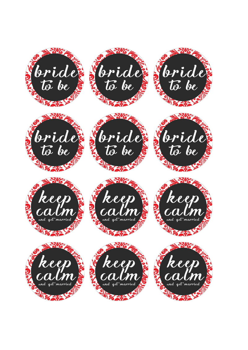 Free Printable Pdf // Bridal Shower Cupcake Toppers, Red Damask - Free Bridal Shower Printable Decorations