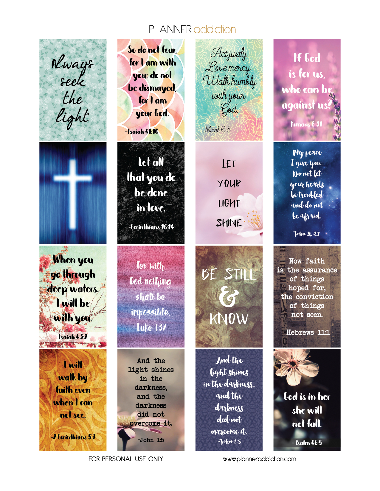 Free Printable Planner Stickers - Bible Scripture - Happy Planner - Free Printable Bible Verse Labels