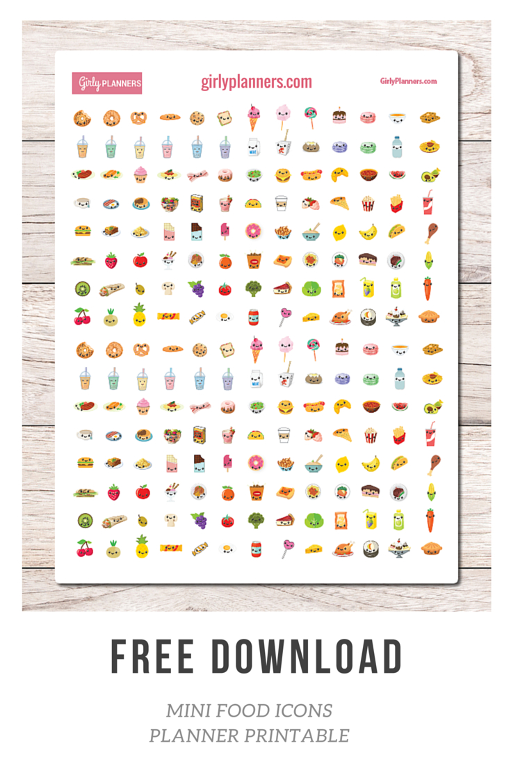 Free Printable Planner Stickers: Mini Food Icons - I Use These In My - Free Printable Icons