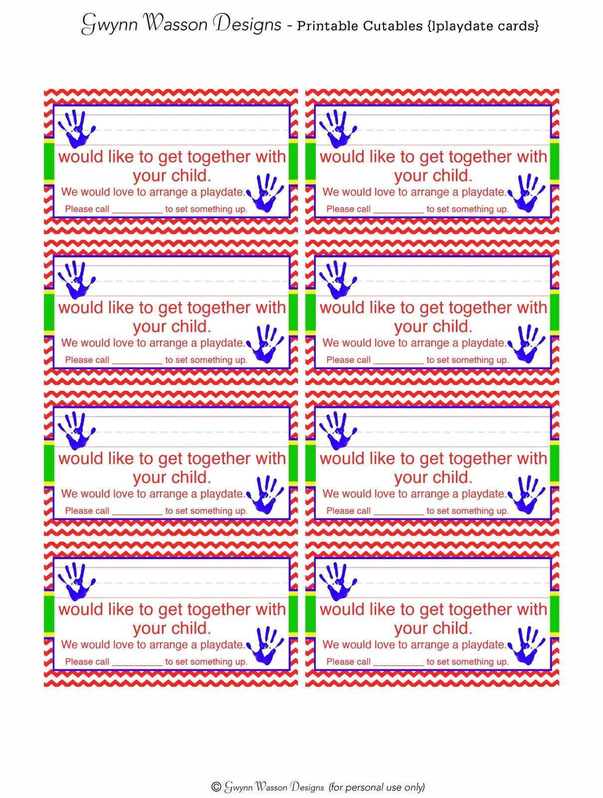 Play Date Cards Printable Free