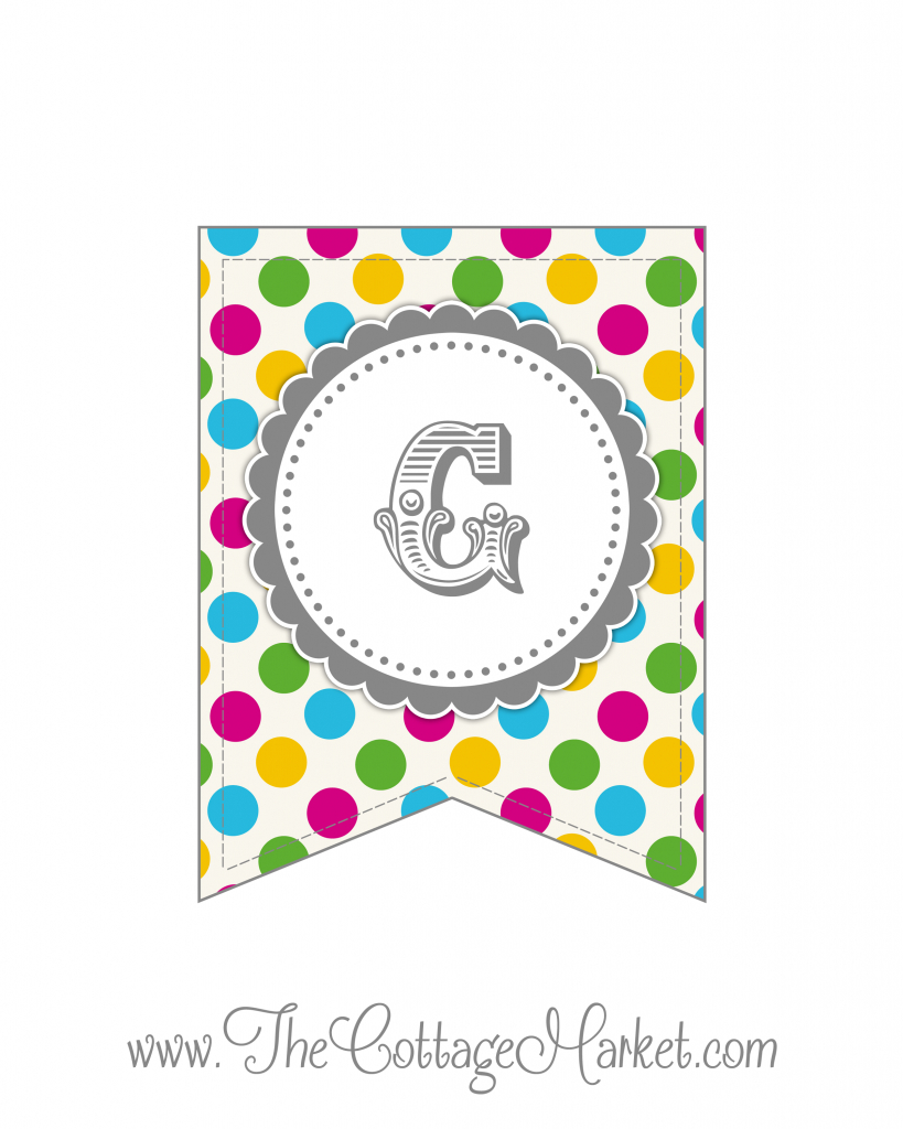 Free Printable Polka Dot Party Banner | The Cottage Market - Free Printable Alphabet Letters For Banners