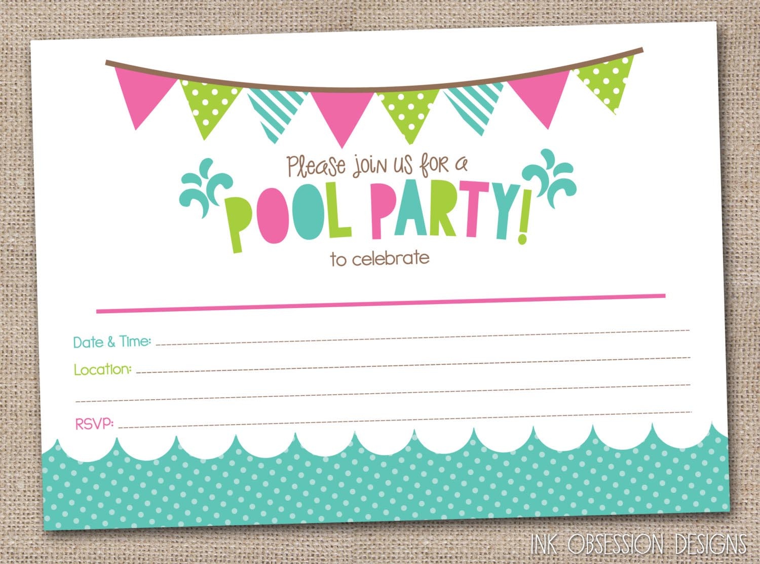 Free Printable Pool Party Birthday Invitations | Backyard Design Ideas - Free Printable Pool Party Invitations