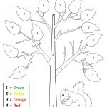 Free Printable Preschool Fall Themed Color By Number Worksheet   Free Printable Autumn Worksheets