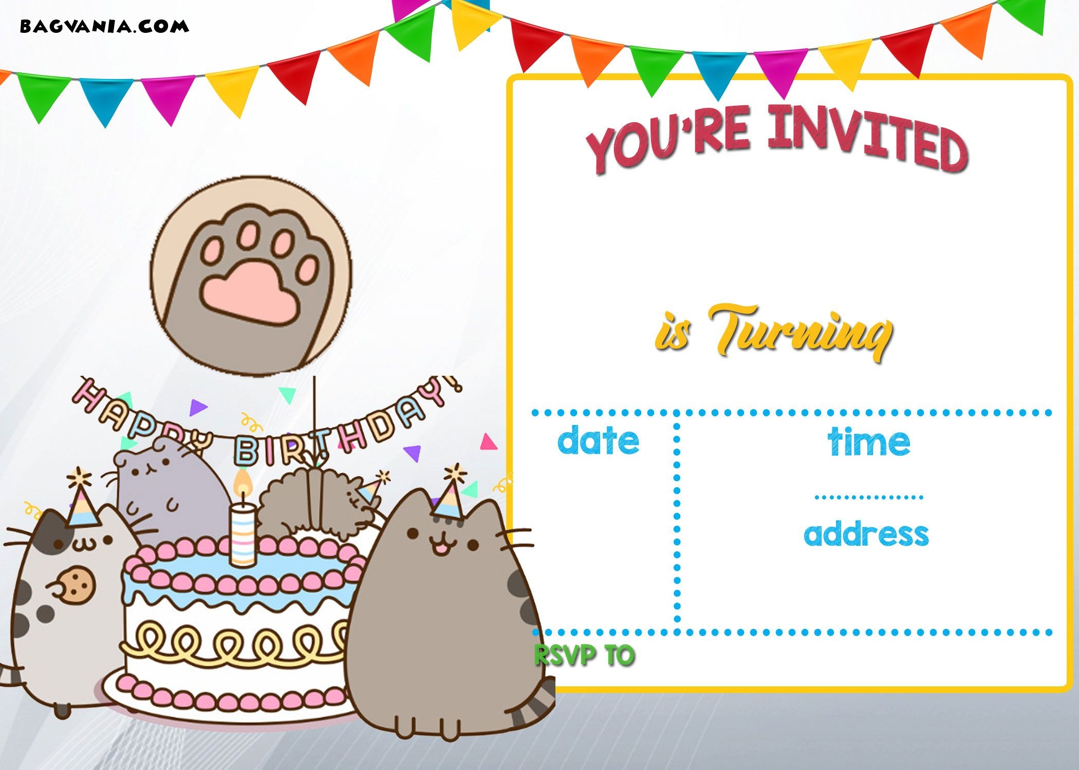 Free Printable Pusheen Birthday Invitation | Free Printable - Free Printable Kitten Birthday Invitations