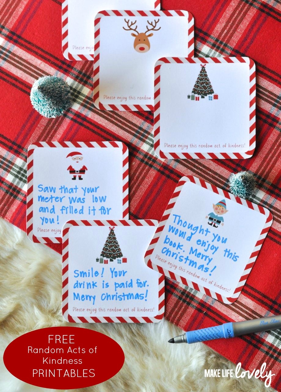 Free Printable Random Act Of Kindness Cards - Make Life Lovely - Free Printable Kindness Cards