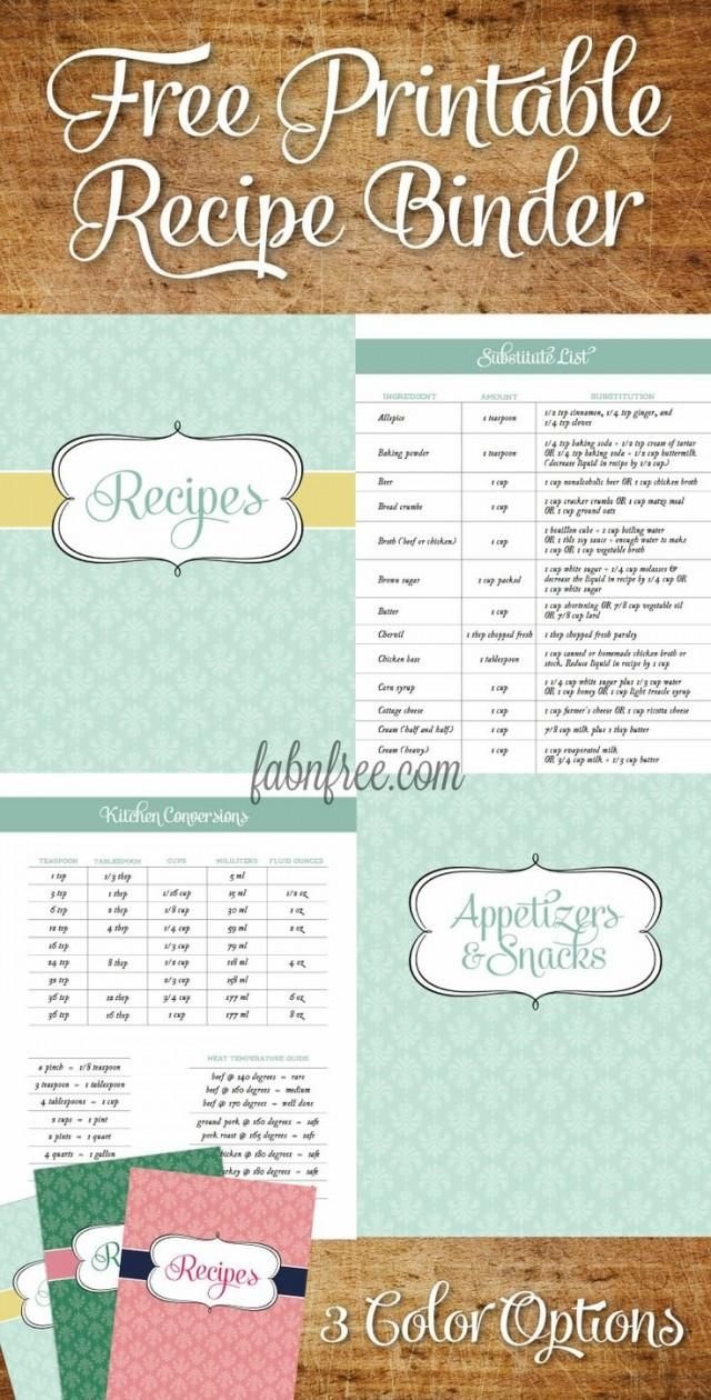 Free Printable Recipe Binder!! Tons Of Pages!! // Fabnfree | I - Free Printable Recipe Book Pages