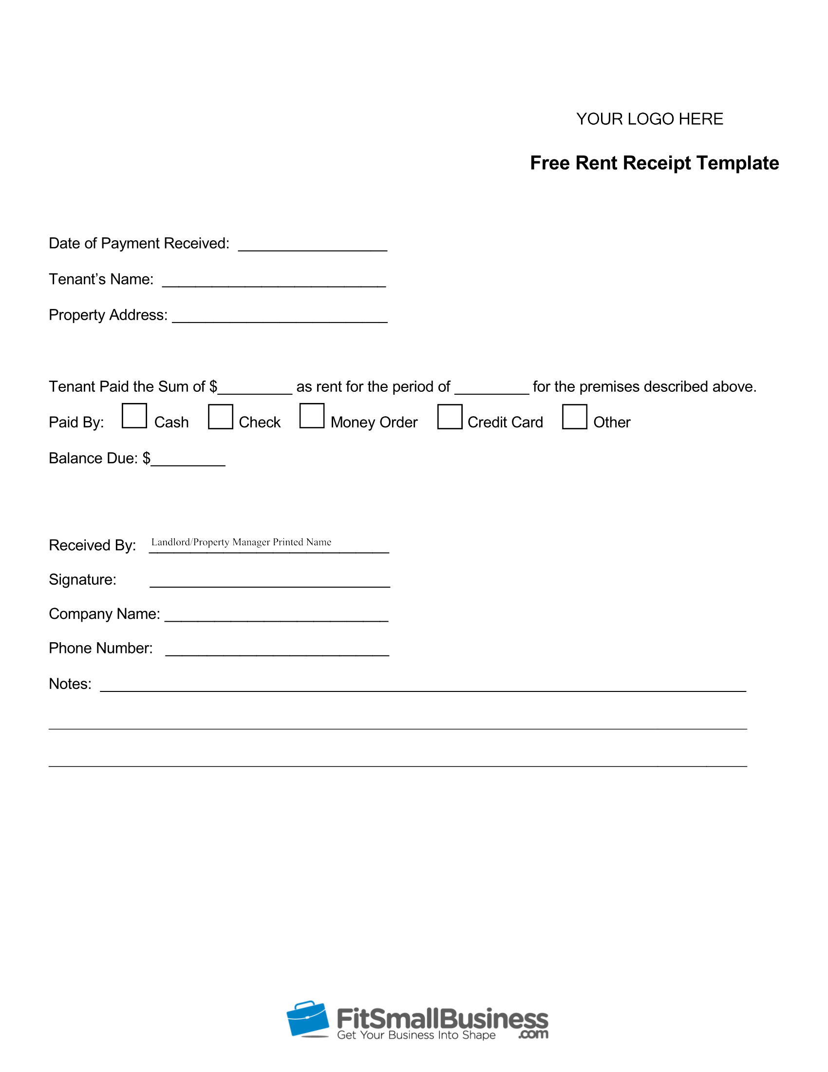 Free Printable Rent Receipt Template Download - Free Printable Rent Receipt