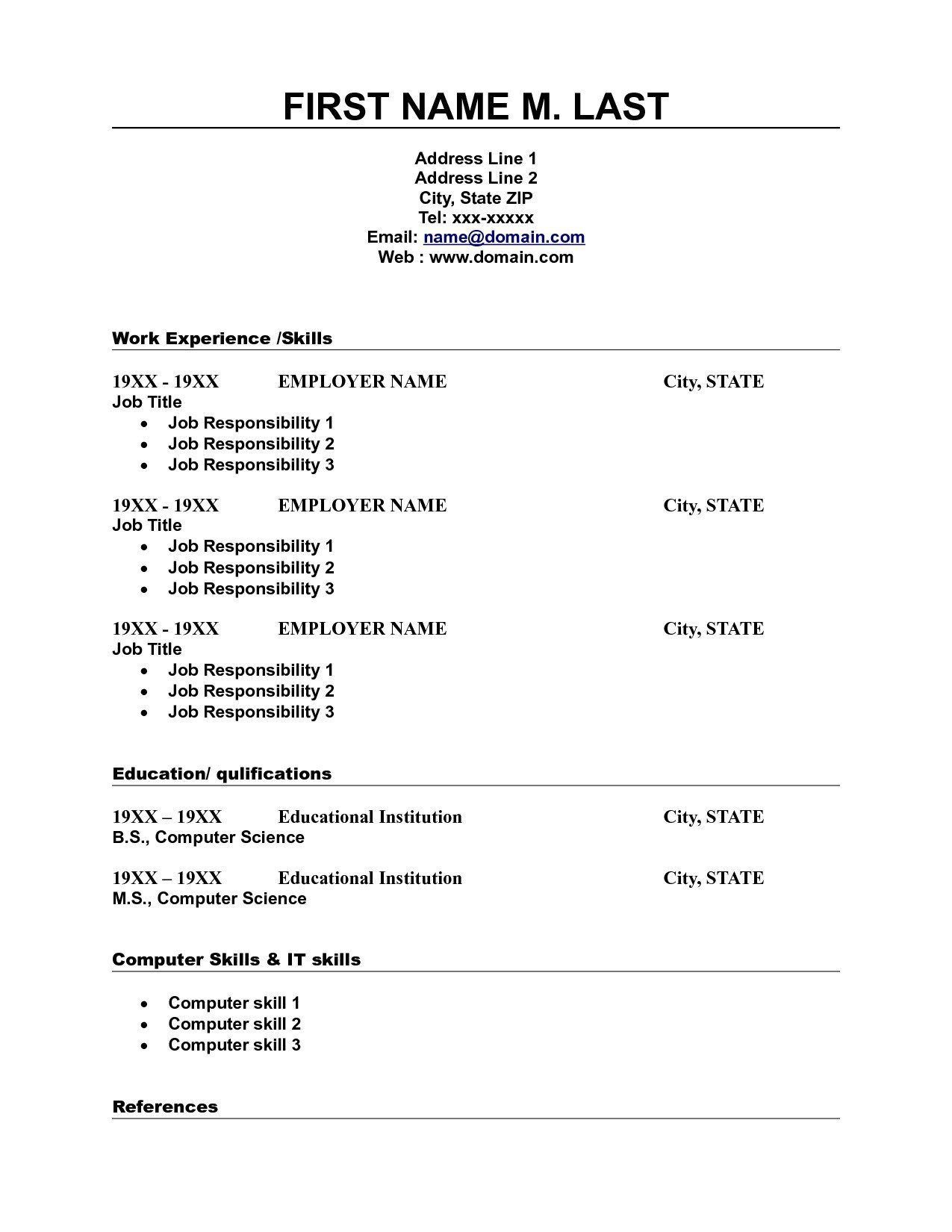 Free Printable Resume Template Microsoft Word - Demir.iso-Consulting.co - Free Printable Resume Templates