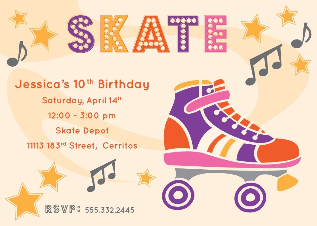 Free Printable Roller Skating Party Invitations | Laylas Birthday - Free Printable Skating Invitations
