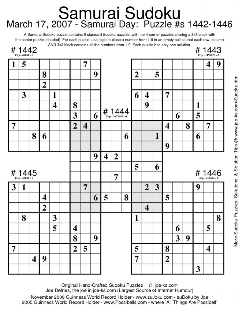 free printable samurai sudoku puzzles spellen sudoku