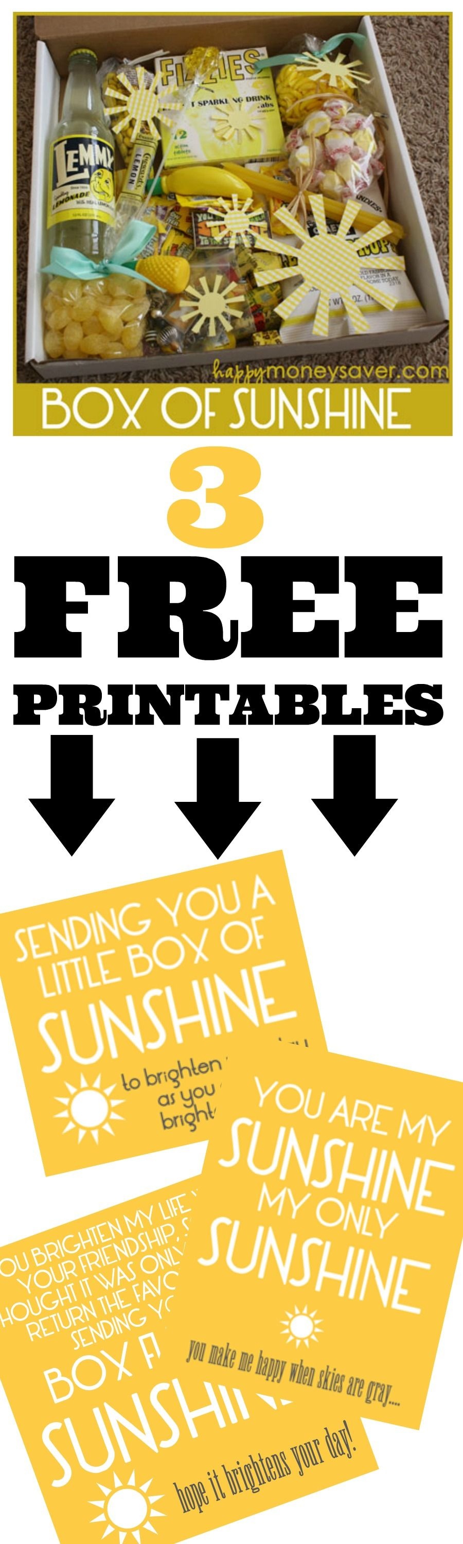Free Printable - Send A Box Of Sunshine To Brighten Someones Day - Box Of Sunshine Free Printable