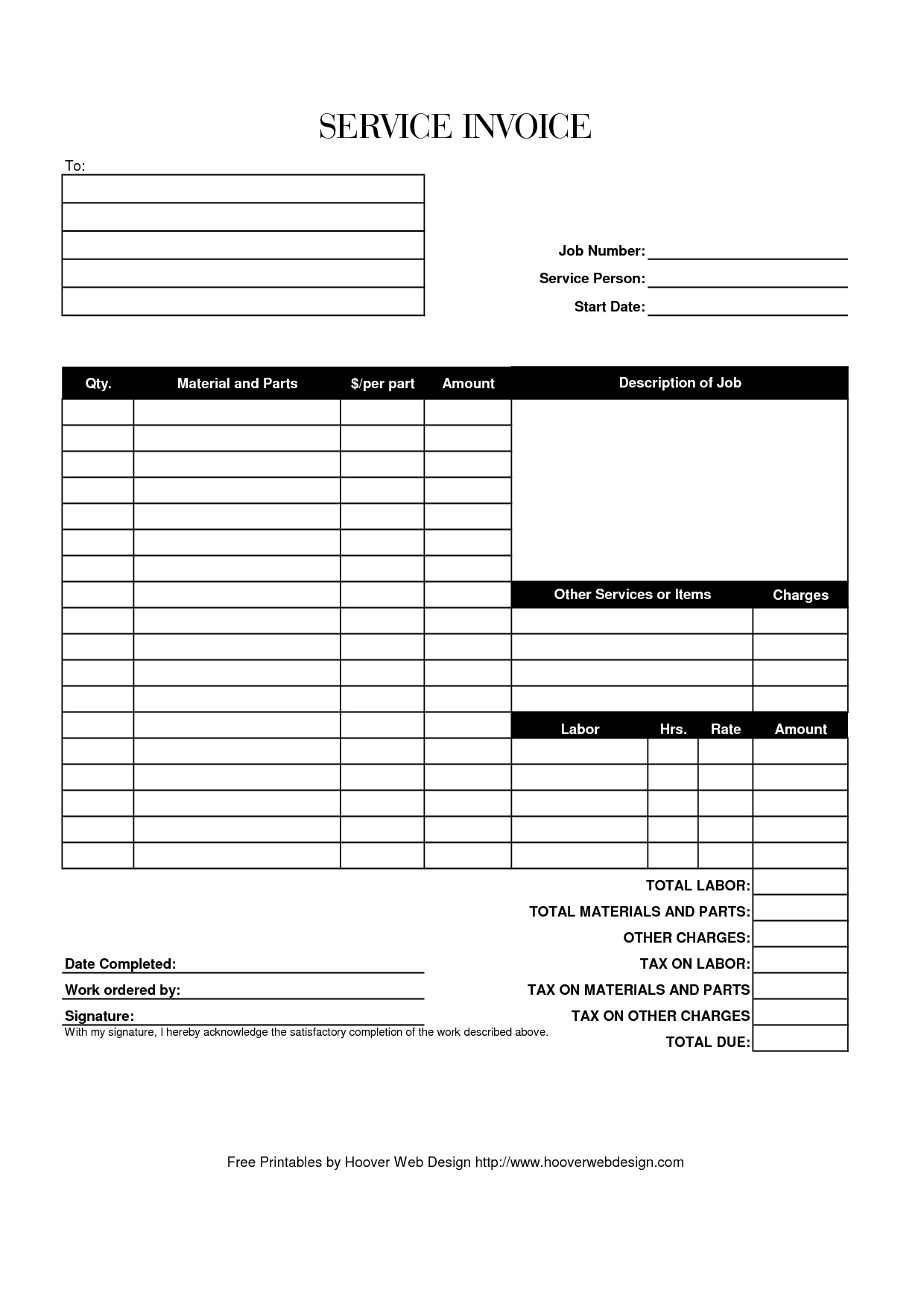 Free Printable Service Invoice | Shop Fresh - Free Printable Out Of Service Sign