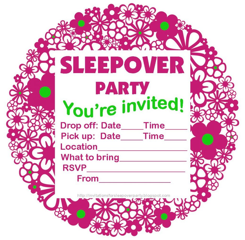 Sleepover Party Invitation Templates Free