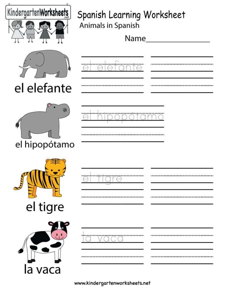 Spanish Worksheets For Kids