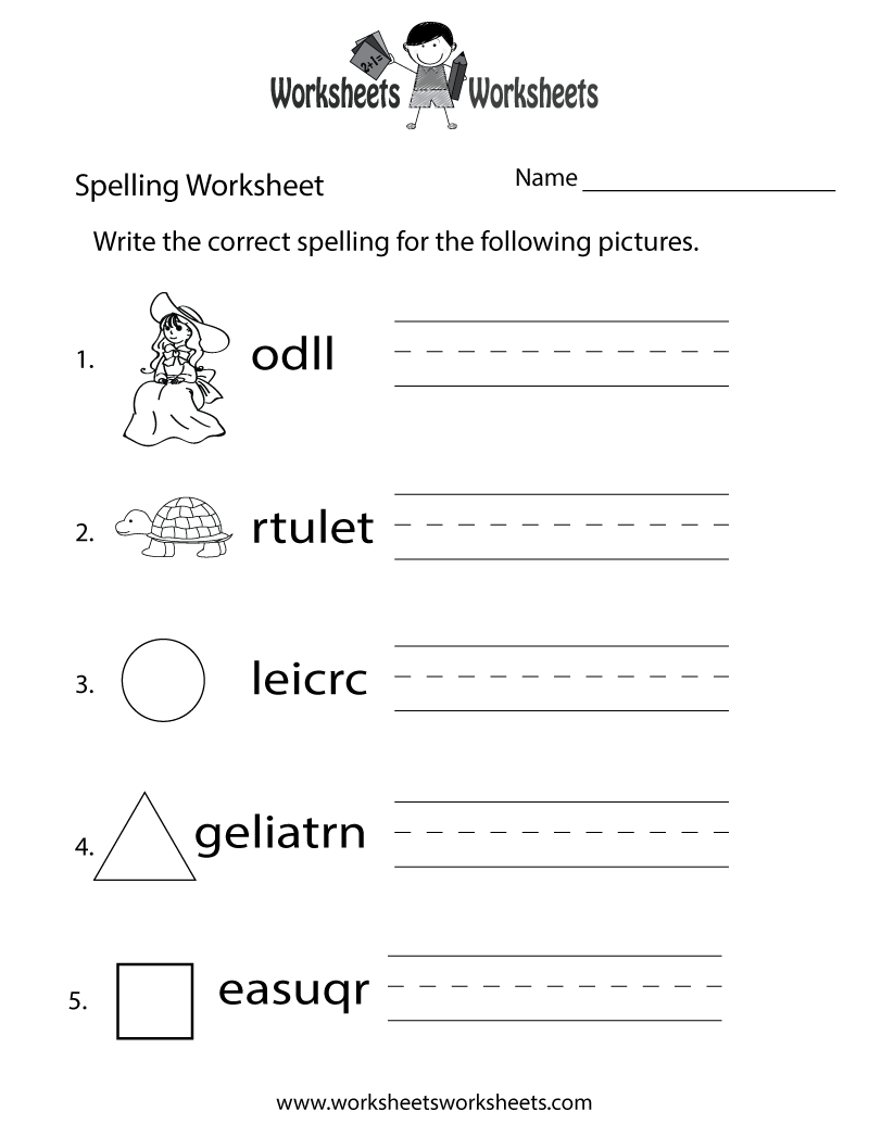 Free Printable Spelling Practice Worksheet - Free Printable Spelling Worksheets