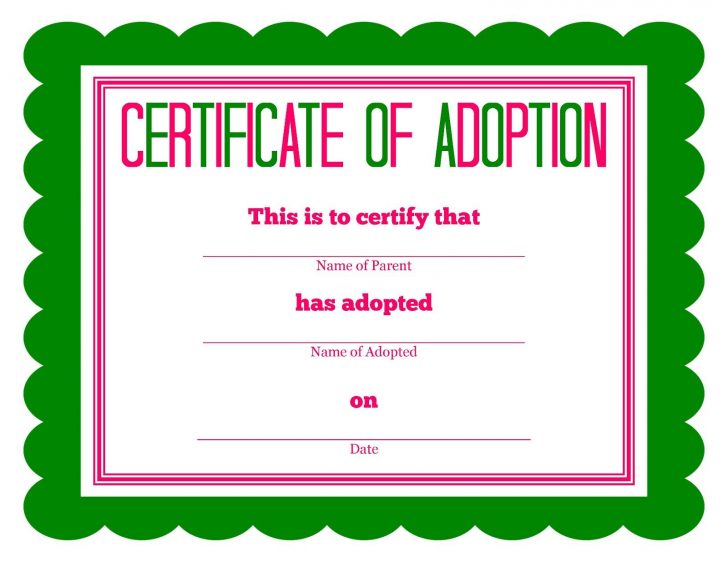 Free Printable Adoption Certificate