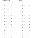 Free Printable Subtraction Worksheet For First Grade   Free Printable First Grade Worksheets