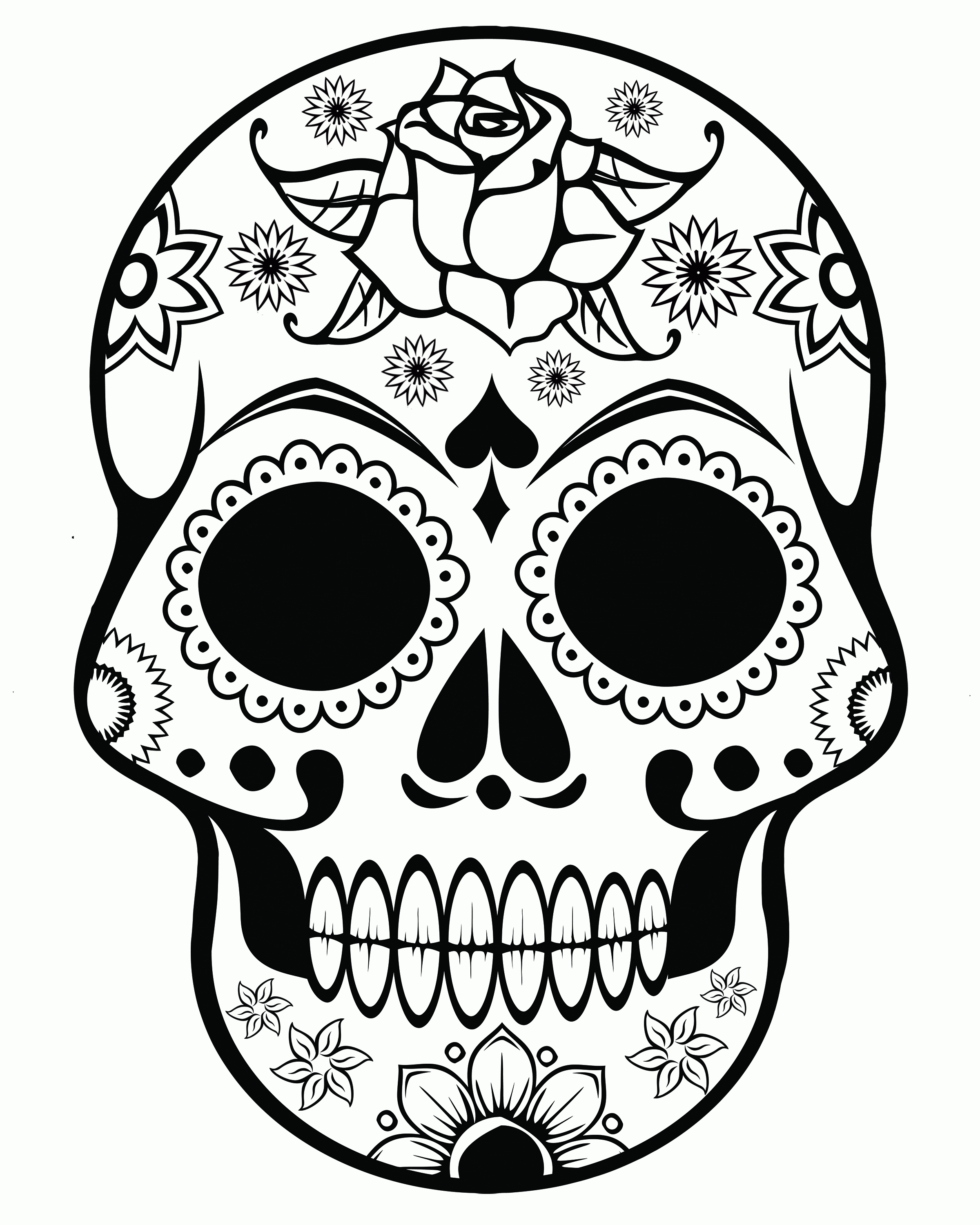 Free Printable Sugar Skull Coloring Pages For Adults - Coloring Home - Free Printable Sugar Skull Day Of The Dead Mask