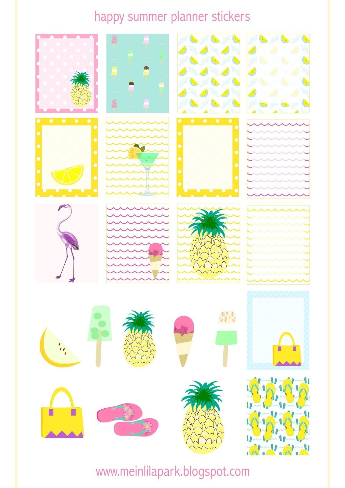 Free Printable Summer Planner Stickers - Ausdruckbare Etiketten - Free Printable Summer Pictures