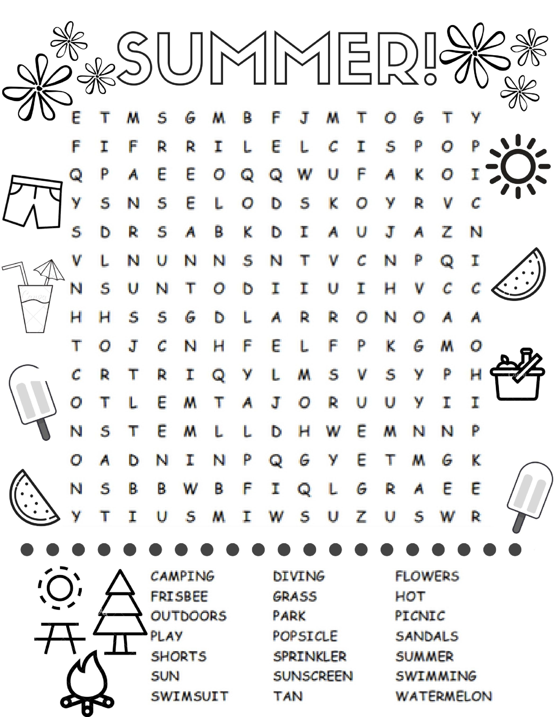 Free Printable Summer Word Search Colouring Page | Activities For - Free Printable Summer Puzzles