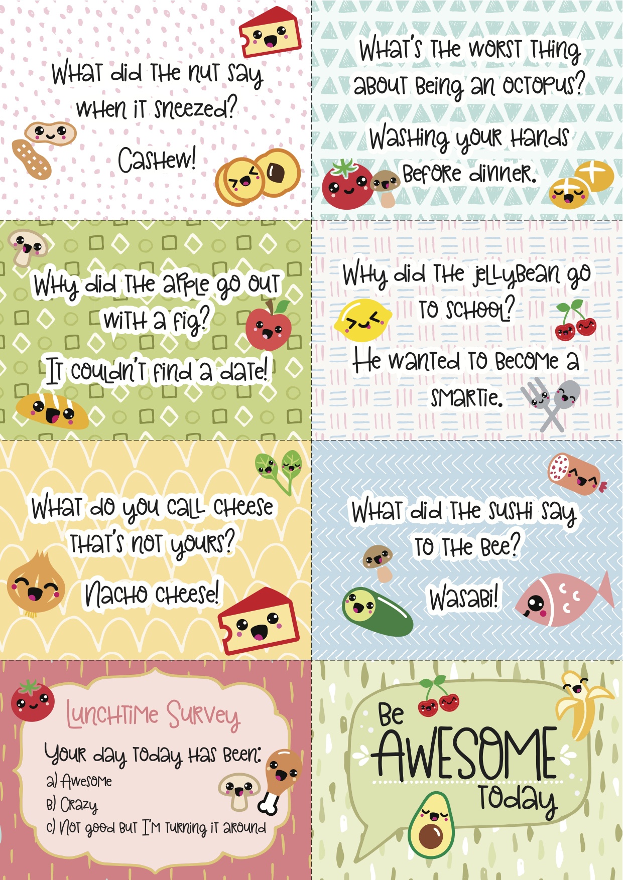 Free Printable Super-Kawaii Lunchbox Notes - Free Printable School Notes