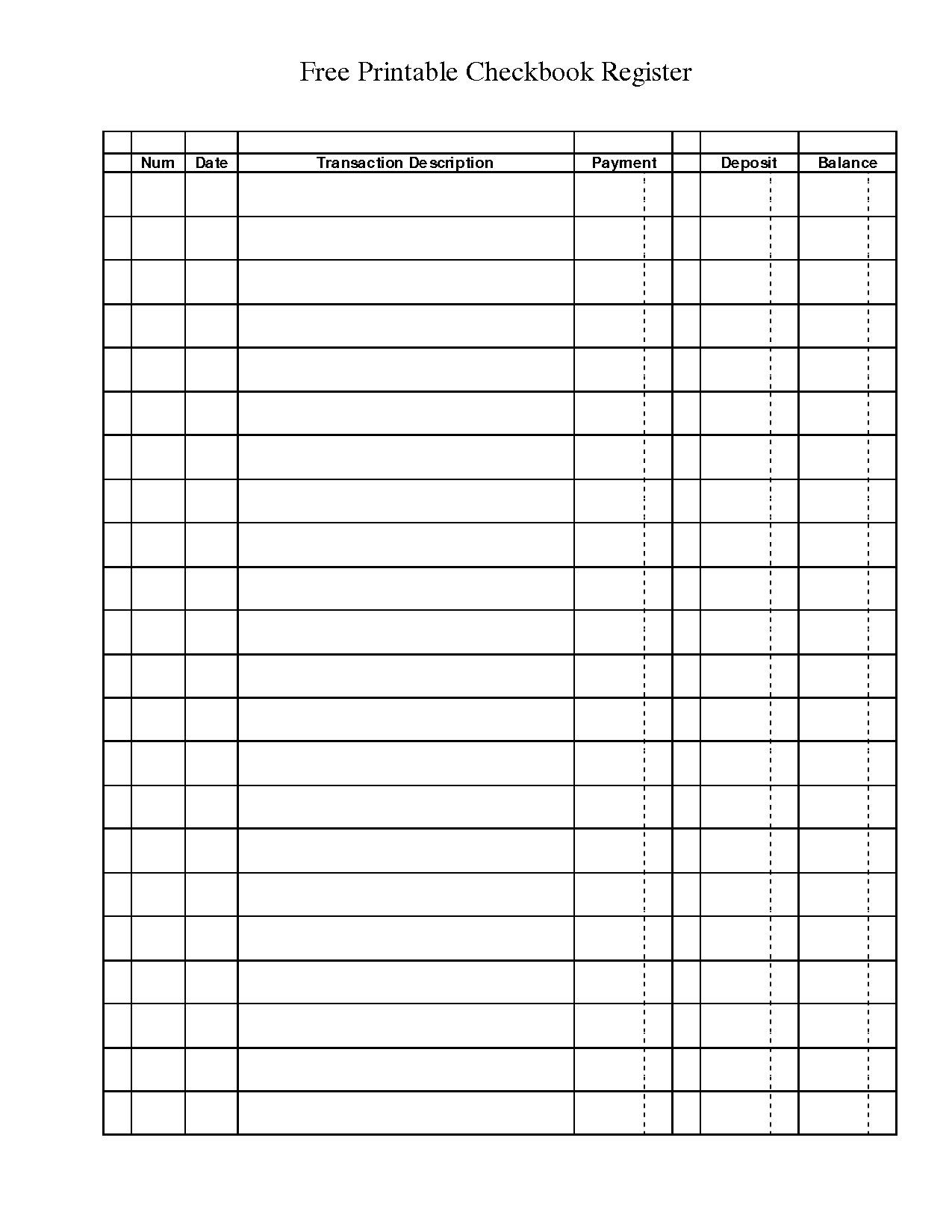 Free Printable Template Chores | Free Printable Check Register - Free Printable Blank Check Register Template
