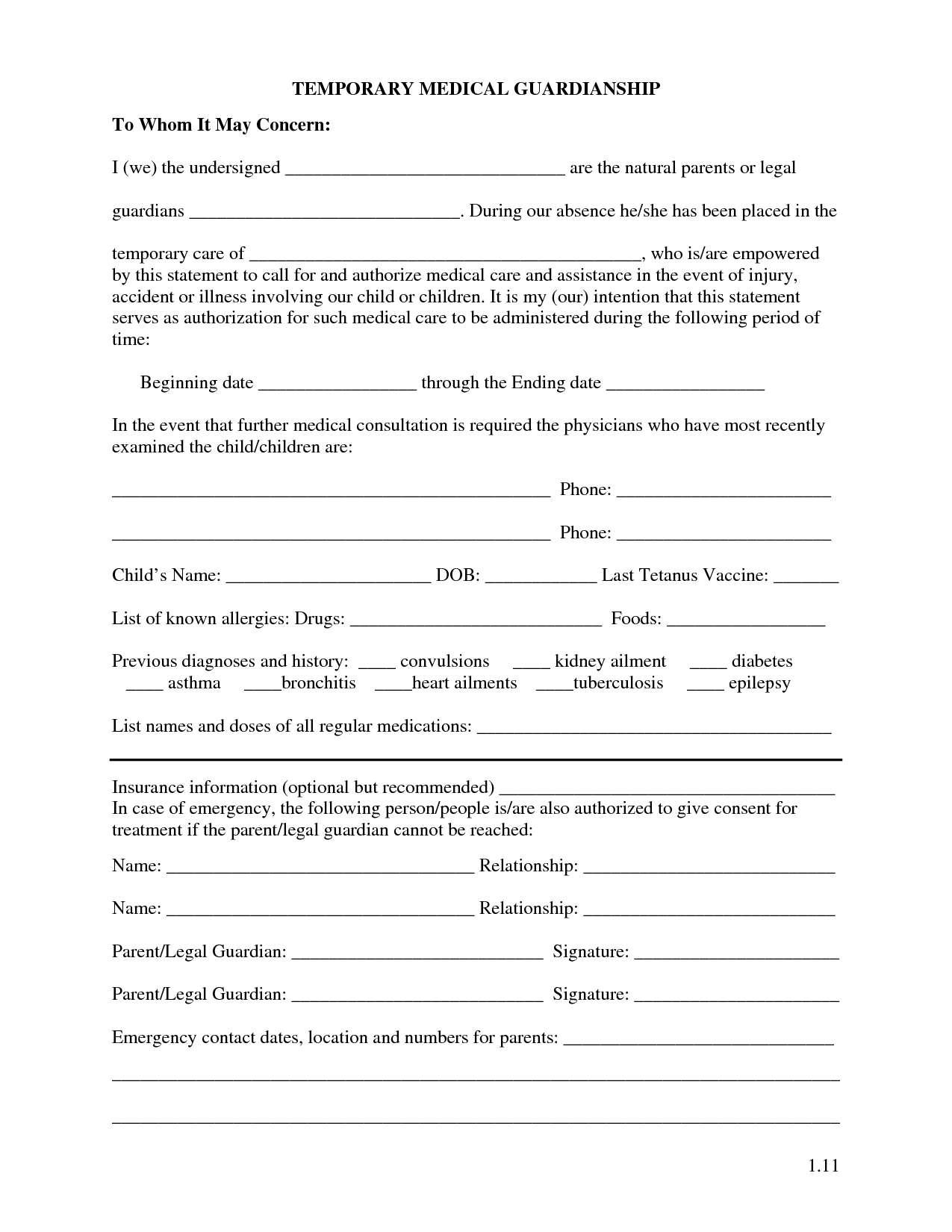 Free Printable Temporary Guardianship Forms | Forms | Child Custody - Free Printable Legal Guardianship Forms